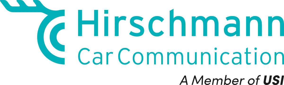 Hirschmann Car Communication logo: a teal 'H' mark beside the hirschmann wordmark